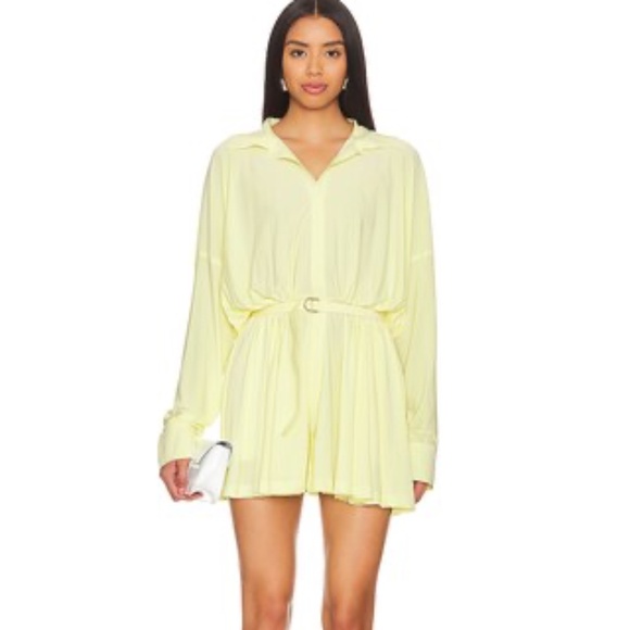 Norma kamali REVOLVE Super Oversized Boyfriend Shirt Mini Dress in Butter Yellow - Picture 1 of 10